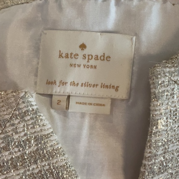 Kate Spade metallic tweed shimmering cap sleeve shift dress size 2 - Picture 6 of 7